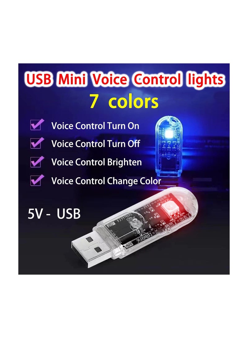 SOLARAE Voice Activated Usb Small Led Night Light, Plug-In Brightness for Car 7 Colors Mini Nightlight Read Lamp Bright for Bedroom for Car Atmosphere Colorful Be Used Wall Camping Bedroom Portable(4 Pcs ) - Image 3