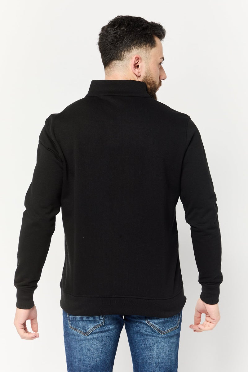 833 POLICE Men High Neck Brand Logo Long Sleeve Sweatshirt, Black - Image 4