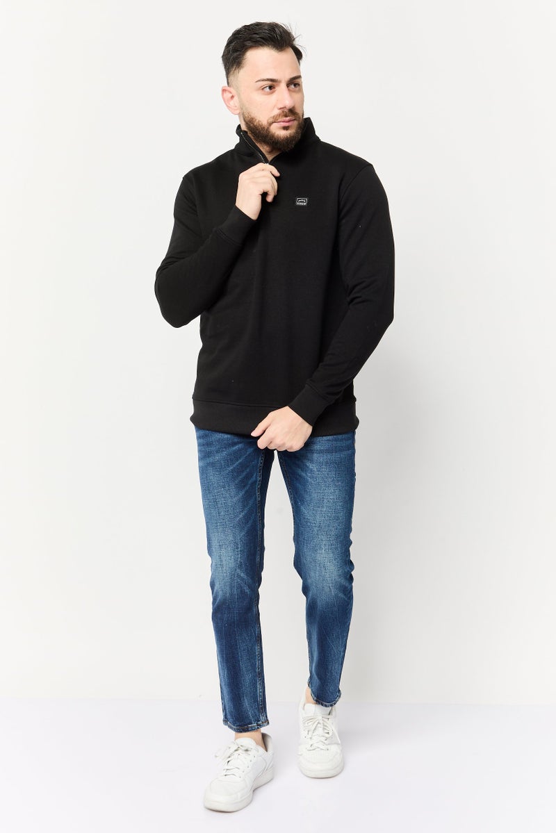 833 POLICE Men High Neck Brand Logo Long Sleeve Sweatshirt, Black - Image 2