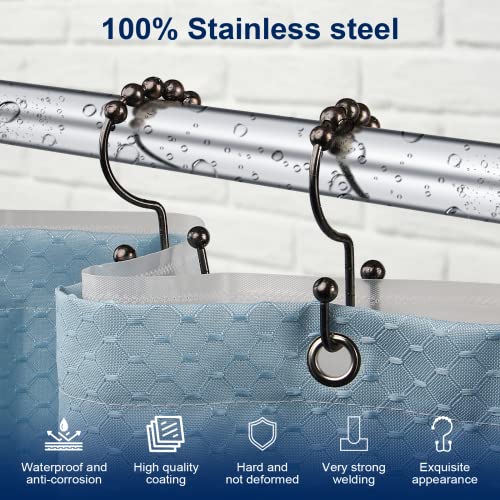 Gidse Shower Curtain Hooks,Sturdy Stainless Steel Double Sided Shower Hooks Rings for Bathroom Shower Curtain Rods Curtains Set of 12 Hooks - Bronze - Image 2