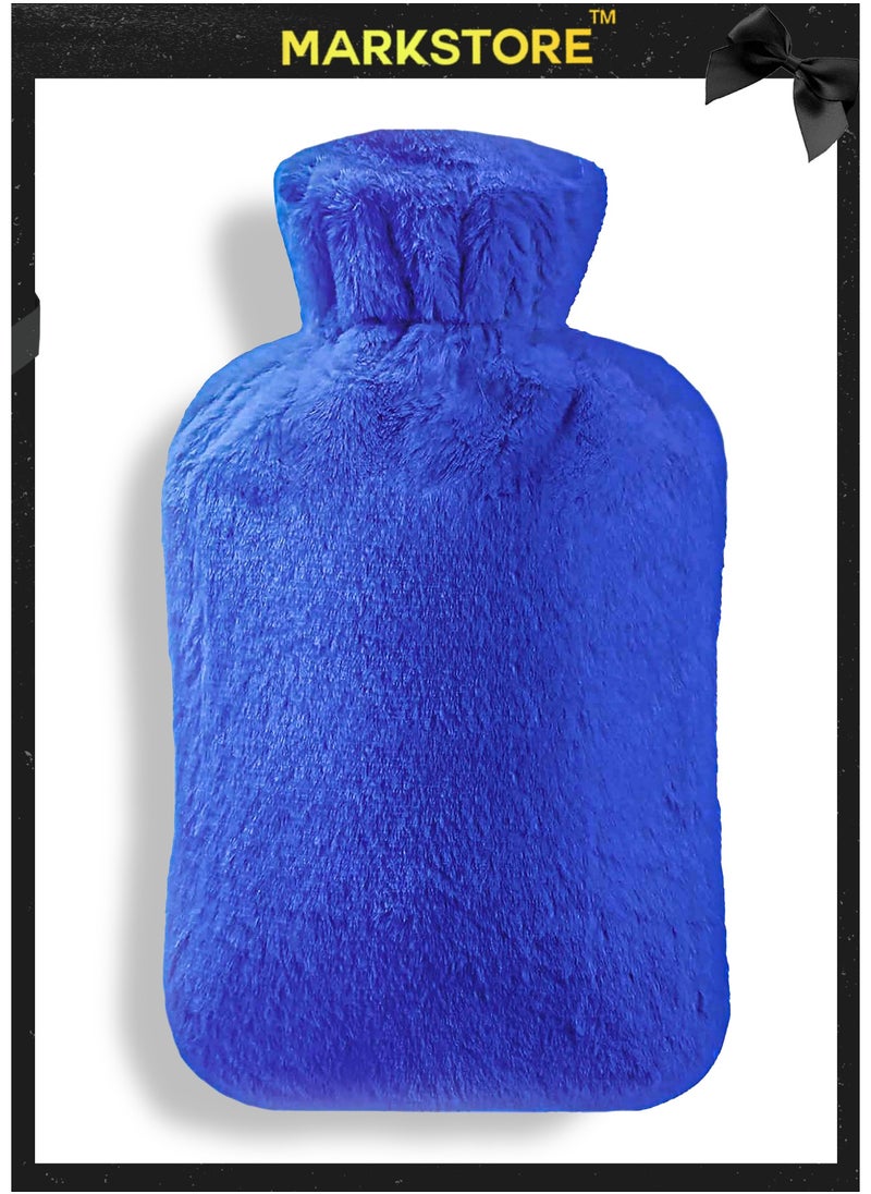 MARK STORE Hot Water Bottle with Soft Cover 2 Liter, Classic Rubber Hot Water Bag for Cramps, Neck, Shoulders Pain Relief, Hot Cold Pack for Hot and Cold Therapy and Feet Warmer  - Image 1
