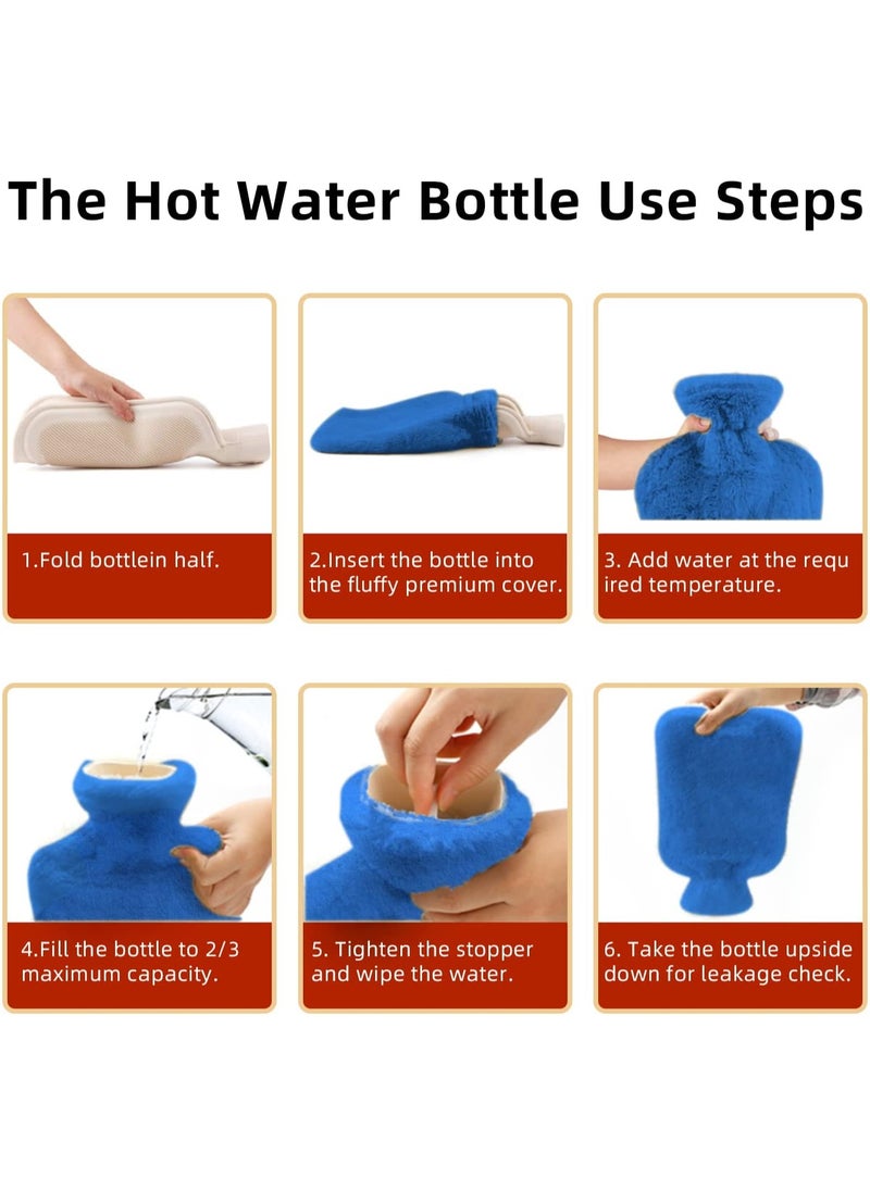 MARK STORE Hot Water Bottle with Soft Cover 2 Liter, Classic Rubber Hot Water Bag for Cramps, Neck, Shoulders Pain Relief, Hot Cold Pack for Hot and Cold Therapy and Feet Warmer  - Image 5