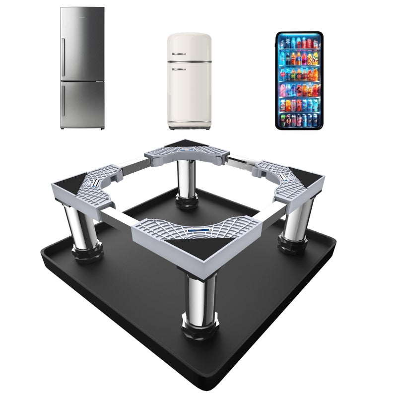 Mini Fridge Stand with Silicone Mat Adjustable Refrigerator Stand with 4 Stainless steel Feet 24x 24 Dorm Fridge Stand Protect From Appliance Leaks for Fridge Washer Dryer 7385 High