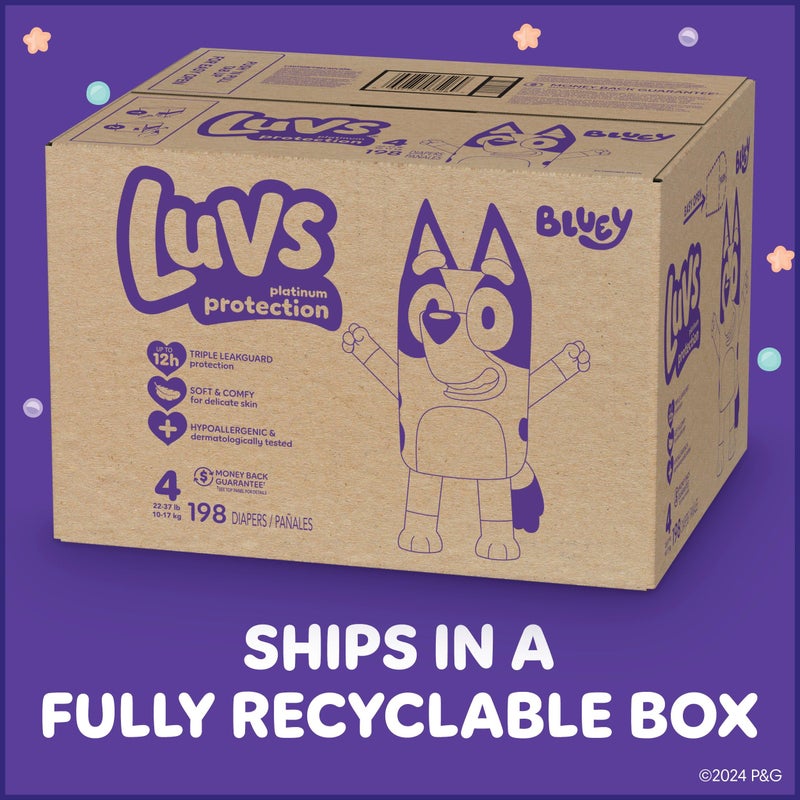 Luvs حفاضات لوفز مقاس 5 للأطفال، حماية بلاتينية حفاضات بلوى للنهار والليل، مقاس 5، 172 قطعة (قد يختلف التعبئة) - Image 5