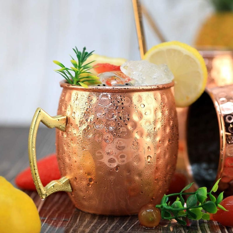 LINALL Moscow Mule Copper Mugs- Set of 4 Copper Plated Stainless Steel Mug 18oz, for Chilled Drinks (4 pcs) - Image 4