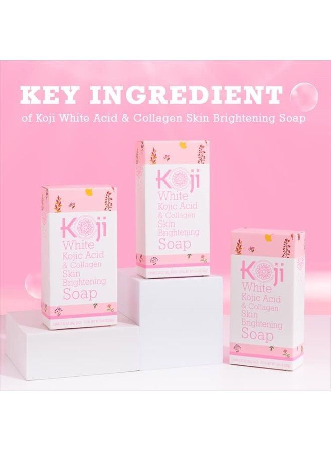 koji white Kojic Acid & Collagen Skin Brightening Soap for Face Moisturizer & Natural Glowing Skin, Reduces the Appearance of Dark Spots, Acne Scars & Wrinkles, Not Tested on Animals, 2.82 oz (2 Bars)  - Image 2