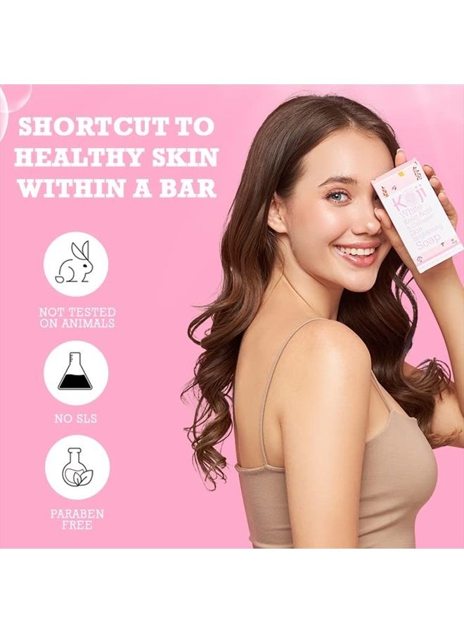 koji white Kojic Acid & Collagen Skin Brightening Soap for Face Moisturizer & Natural Glowing Skin, Reduces the Appearance of Dark Spots, Acne Scars & Wrinkles, Not Tested on Animals, 2.82 oz (2 Bars)  - Image 3