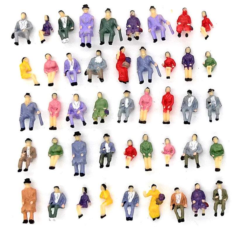CWBPING 50pcs 187 Sitting Pose Model People HO Scale Hand Painted Model Train Park Street Passenger People Figures - Image 2