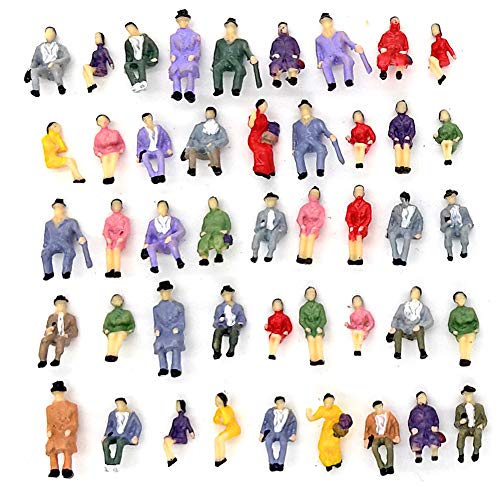 CWBPING 50pcs 187 Sitting Pose Model People HO Scale Hand Painted Model Train Park Street Passenger People Figures - Image 1