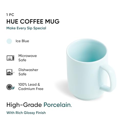 Shay Ceramic Mug, 1 Pc, Ice Blue, 300ml | Glossy Finish | Ceramic Coffee Cup | Porcelain | Microwave Safe (Rise Mug - 1Pc - Ice Blue) - Image 3