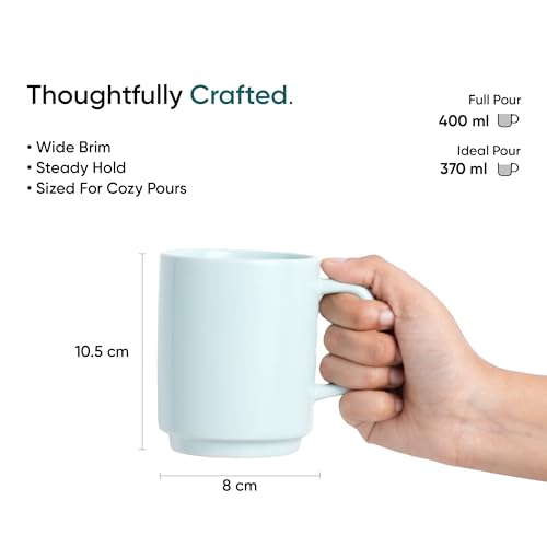 Shay Ceramic Mug, 1 Pc, Ice Blue, 300ml | Glossy Finish | Ceramic Coffee Cup | Porcelain | Microwave Safe (Rise Mug - 1Pc - Ice Blue) - Image 4