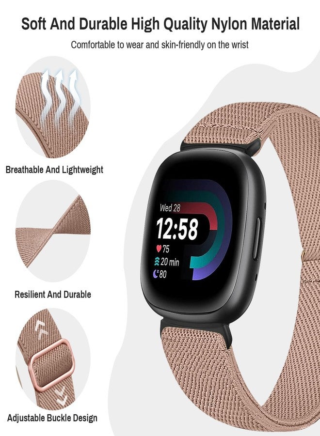 Zspoly 4 Pack Stretch Nylon Bands, Compatible with Fitbit Versa 4/Fitbit Versa 3 /Fitbit Sense 2/Fitbit Sense Bands, Adjustable Soft Sport Woven Strap for Men and Women - Image 3