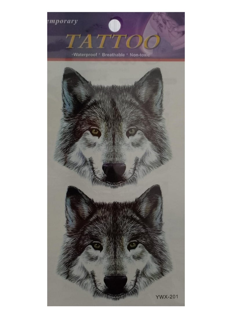 Generic Wolf Head Design Temporary Tattoo Stickers 