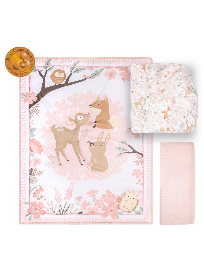 The Peanut Shell The Peanutshell 3 Piece Baby Crib Bedding Set for Girls - Newborn, Infant & Toddler Nursery Bed Set Decor with Fitted Crib Sheet, Dust Ruffle Comforter - Fairytale Forest - Image 2