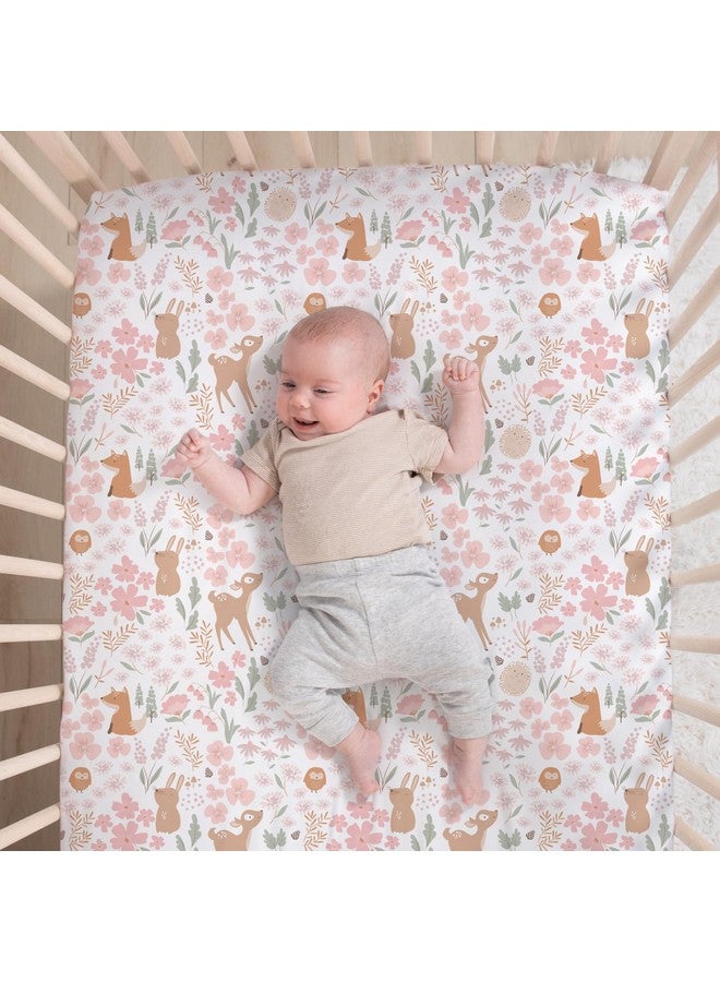 The Peanut Shell The Peanutshell 3 Piece Baby Crib Bedding Set for Girls - Newborn, Infant & Toddler Nursery Bed Set Decor with Fitted Crib Sheet, Dust Ruffle Comforter - Fairytale Forest - Image 3