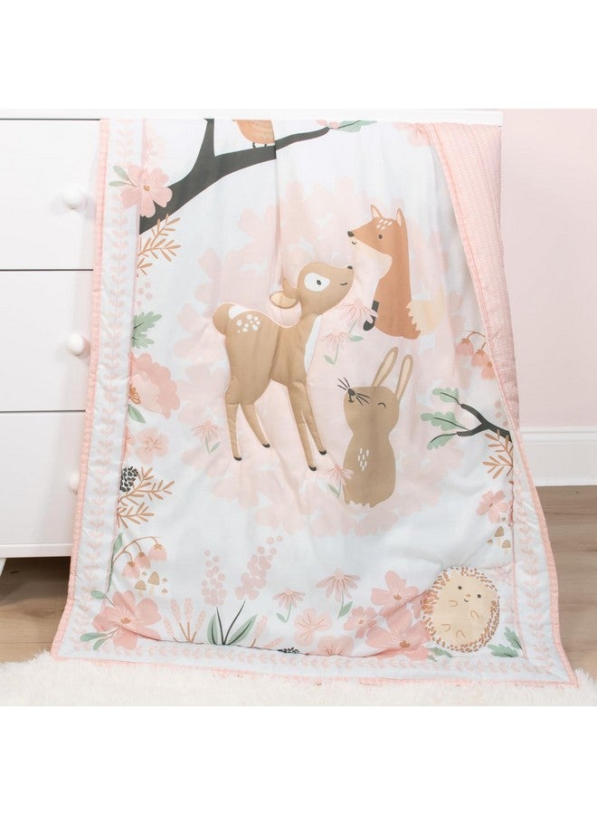 The Peanut Shell The Peanutshell 3 Piece Baby Crib Bedding Set for Girls - Newborn, Infant & Toddler Nursery Bed Set Decor with Fitted Crib Sheet, Dust Ruffle Comforter - Fairytale Forest - Image 5