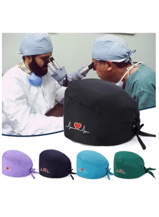 TLAXCA 2 Pack Surgical Caps, Unisex Dental Stomatologist Operating Room Nurse Caps, Adjustable Elastic Nursing Caps with ons and Sweatband, Fluffy Cotton Hats (Blue) - Image 4