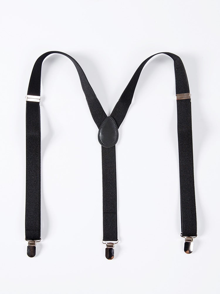 Kids Adjustable Suspenders Non-Slip Elastic Black short (suitable for 90-130 yards) 