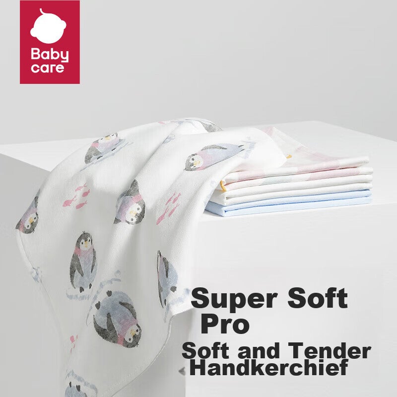JD Jing Zao Babycare Baby Face Towel Small Square Soft Cotton Drool Bib Ice Penguin 4-Pack 3030 - Image 2