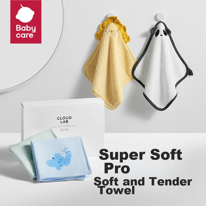 JD Jing Zao Babycare Baby Face Towel Small Square Soft Cotton Drool Bib Ice Penguin 4-Pack 3030 - Image 1