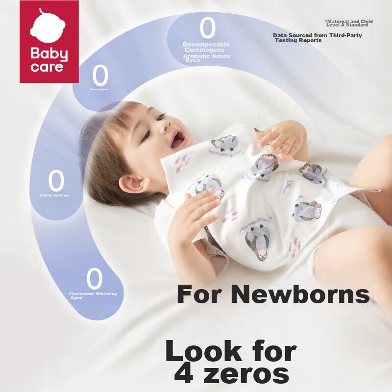 JD Jing Zao Babycare Baby Face Towel Small Square Soft Cotton Drool Bib Ice Penguin 4-Pack 3030 - Image 4