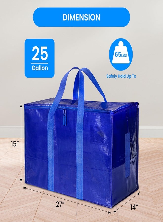 Simple Deluxe 12 Pack Moving Bags, Heavy Duty Storage Totes with Lids, Sturdy Handles& Zipper, Moving Boxes Alternative, Extra Large, for Clothes Packing, Moving Supplies, Blue - Image 3