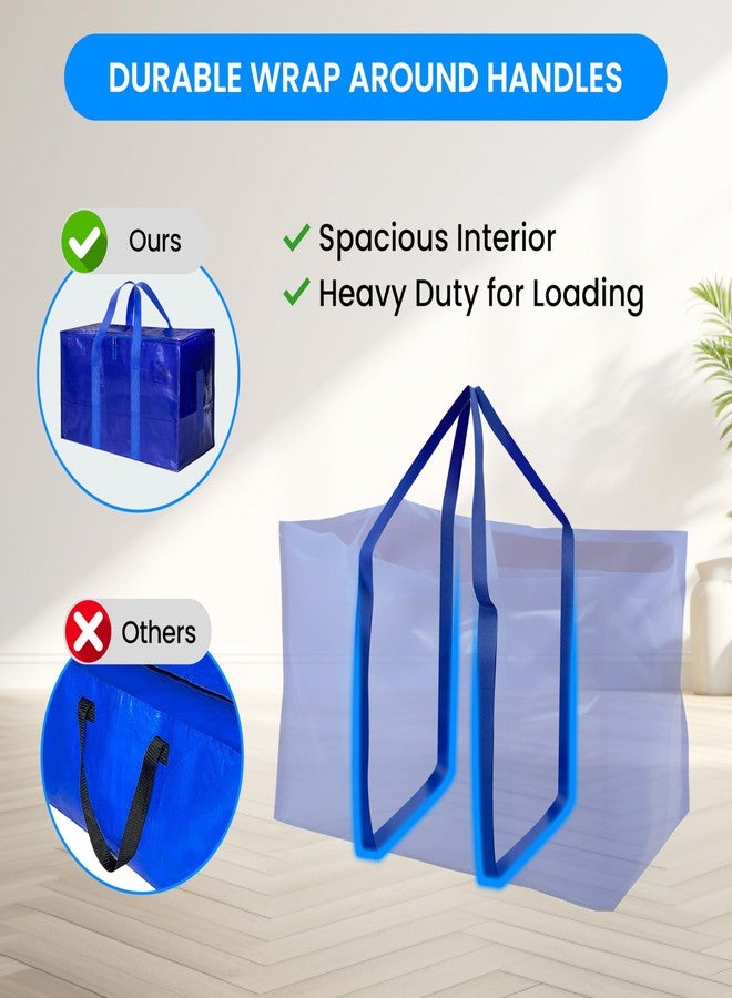 Simple Deluxe 12 Pack Moving Bags, Heavy Duty Storage Totes with Lids, Sturdy Handles& Zipper, Moving Boxes Alternative, Extra Large, for Clothes Packing, Moving Supplies, Blue - Image 5