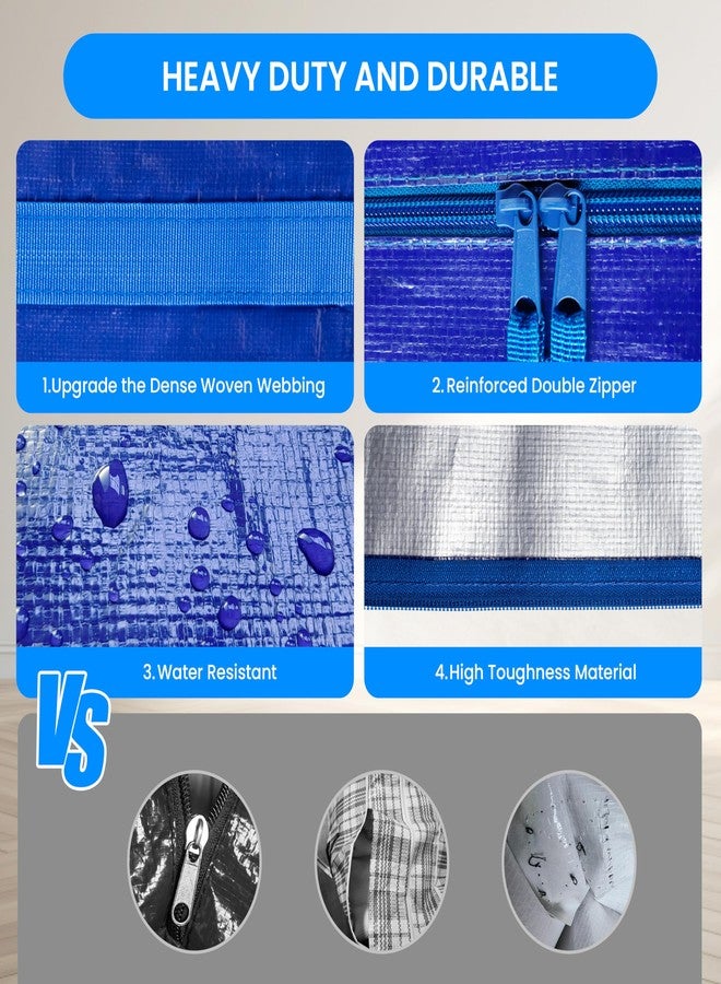 Simple Deluxe 12 Pack Moving Bags, Heavy Duty Storage Totes with Lids, Sturdy Handles& Zipper, Moving Boxes Alternative, Extra Large, for Clothes Packing, Moving Supplies, Blue - Image 2
