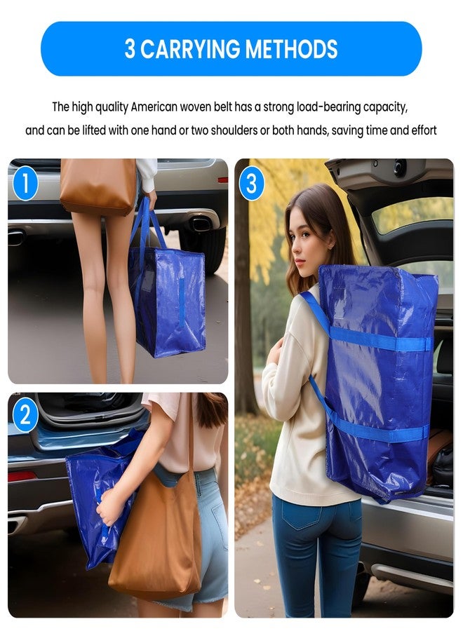 Simple Deluxe 12 Pack Moving Bags, Heavy Duty Storage Totes with Lids, Sturdy Handles& Zipper, Moving Boxes Alternative, Extra Large, for Clothes Packing, Moving Supplies, Blue - Image 4