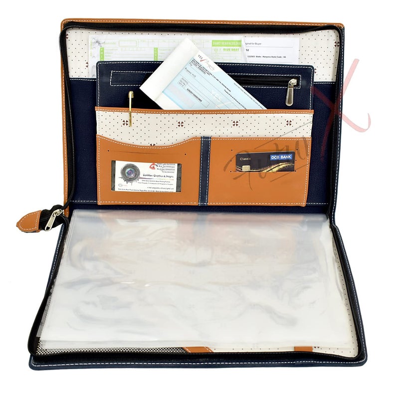 FUTURE X FutureX Leatherette Material Professional File Folders for Certificates, Documents Holder with 20 Leafs (Size-B4, Dual Color:Blue Orange) - Image 2