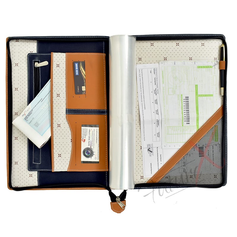 FUTURE X FutureX Leatherette Material Professional File Folders for Certificates, Documents Holder with 20 Leafs (Size-B4, Dual Color:Blue Orange) - Image 5
