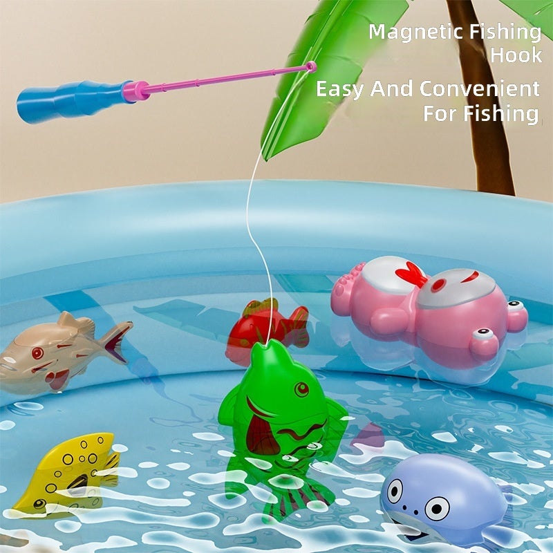 Magnetic Fishing Toys Game Set for Kids | Water Table Bathtub Kiddie Pool Party & Pole Rod Net, Plastic Floating Fish Toddler Color Ocean Sea Animals Eid Age 3 4 5 6 Year - Image 4