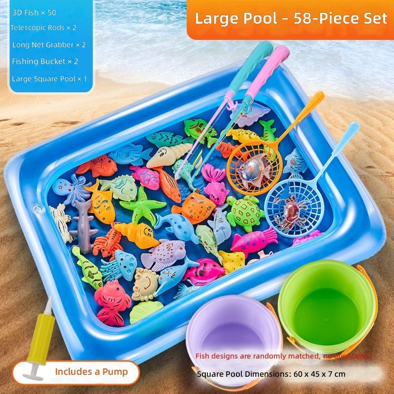 Magnetic Fishing Toys Game Set for Kids | Water Table Bathtub Kiddie Pool Party & Pole Rod Net, Plastic Floating Fish Toddler Color Ocean Sea Animals Eid Age 3 4 5 6 Year - Image 3