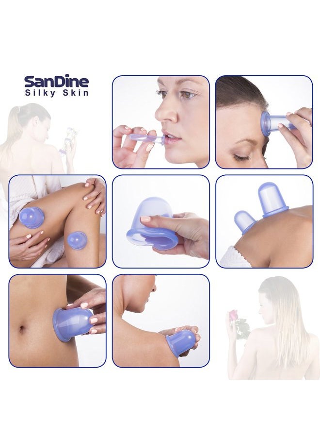 SanDine Silky Skin - Body Cupping Therapy Sets - Sandine Face Cupping Set - Facial Cupping System - Silicone Massage Cups - Cupping for Cellulite Kit - Ideal to Shape your Cheeks, Chin by Sandine - Image 1