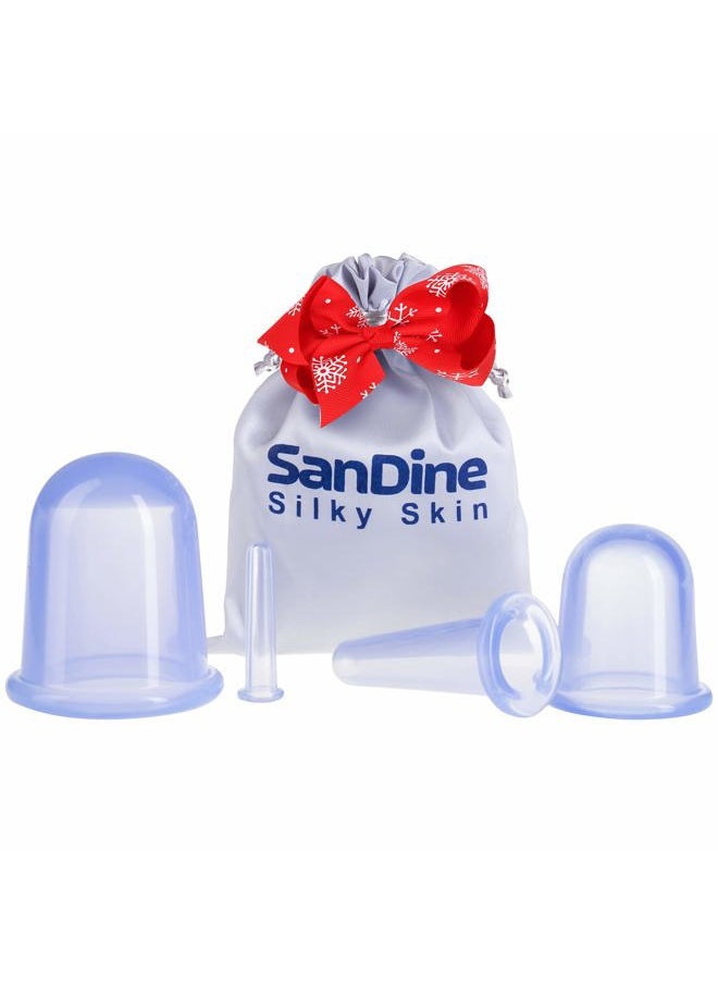 SanDine Silky Skin - Body Cupping Therapy Sets - Sandine Face Cupping Set - Facial Cupping System - Silicone Massage Cups - Cupping for Cellulite Kit - Ideal to Shape your Cheeks, Chin by Sandine - Image 1