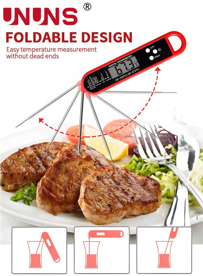 UNUNS Digital Food Thermometer With Probe,Food Thermometer For Cooking Grilling,Waterproof Grill Thermometer With Magnetic Back Calibration For Baking,Liquids,Candy Air - Image 2