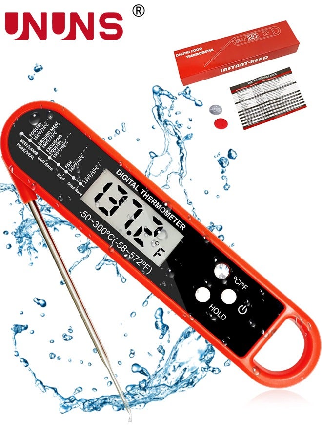 UNUNS Digital Food Thermometer With Probe,Food Thermometer For Cooking Grilling,Waterproof Grill Thermometer With Magnetic Back Calibration For Baking,Liquids,Candy Air - Image 1