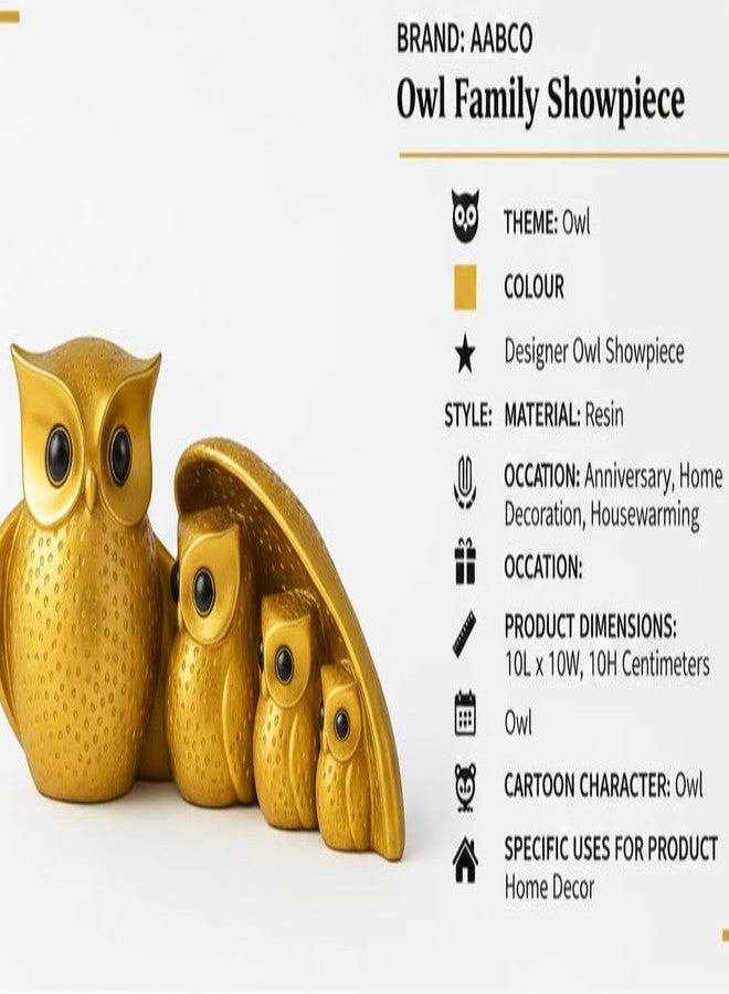 AABCO Beautiful Owl Showpiece for Home & Office Decor | Owl Statue, Decorative Showpiece for Home & Office | Gift Item for Housewarming (Owl Golden) - Image 5