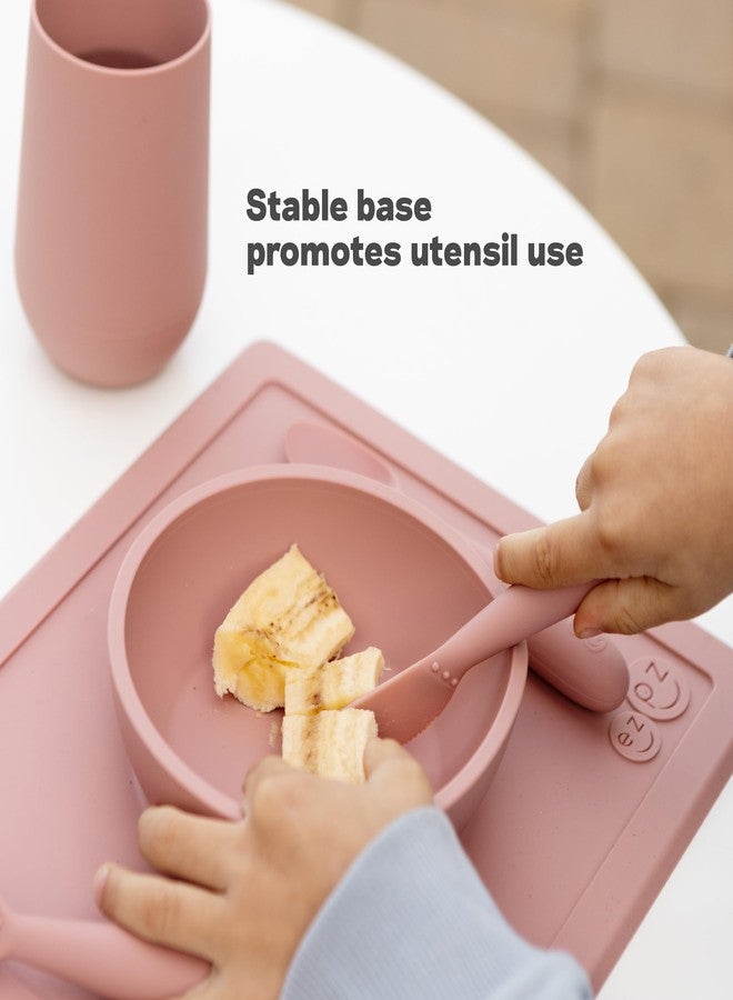 ezpz Happy Bowl - 24 Months + (Coral) - 100% Silicone Suction Bowl with Built-in Placemat - Dishwasher Safe - Image 5
