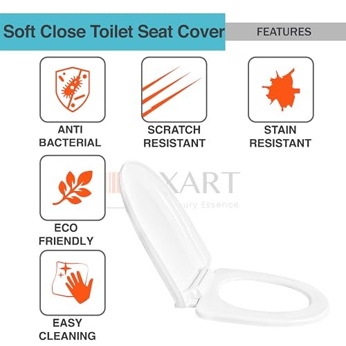 LUXART Toilet Seat Cover 43L x 34.5W CM – Indian Commode Oval Seat Cover | Soft Close Technology Heavy Quality Commode Lid With Installation Kit | Plastic Toilet Cover For Bathroom, Commercial Use - Image 5