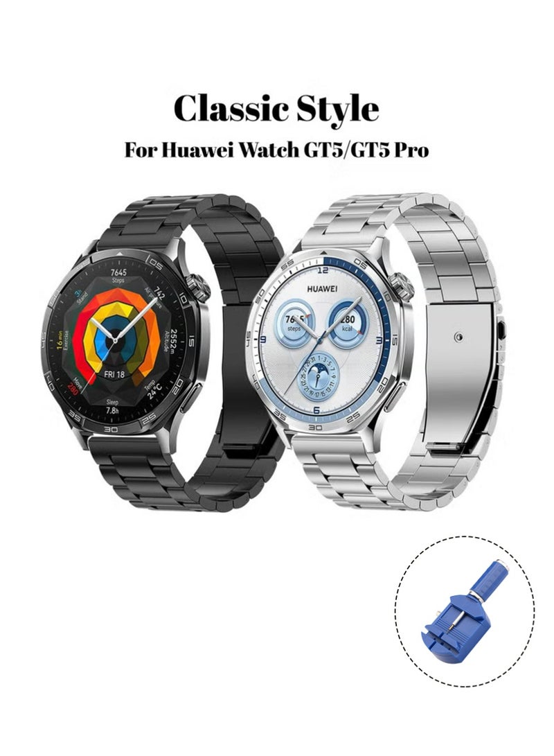 X-level Stainless Steel Band Compatible with Huawei Watch GT5/GT5 Pro 46mm 2024, 22mm Stainless Steel Metal Strap for Huawei Watch GT4/GT4 Pro/Watch 4/4 Pro, Business Style for Men Women - Image 1