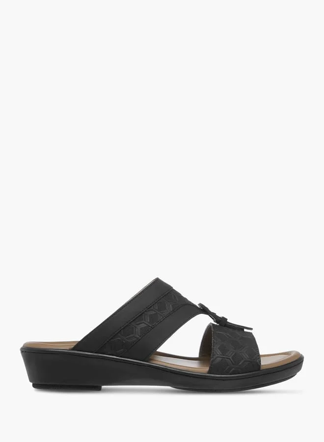 Men Textured Slip-On Arabic Sandals with Buckle Detail