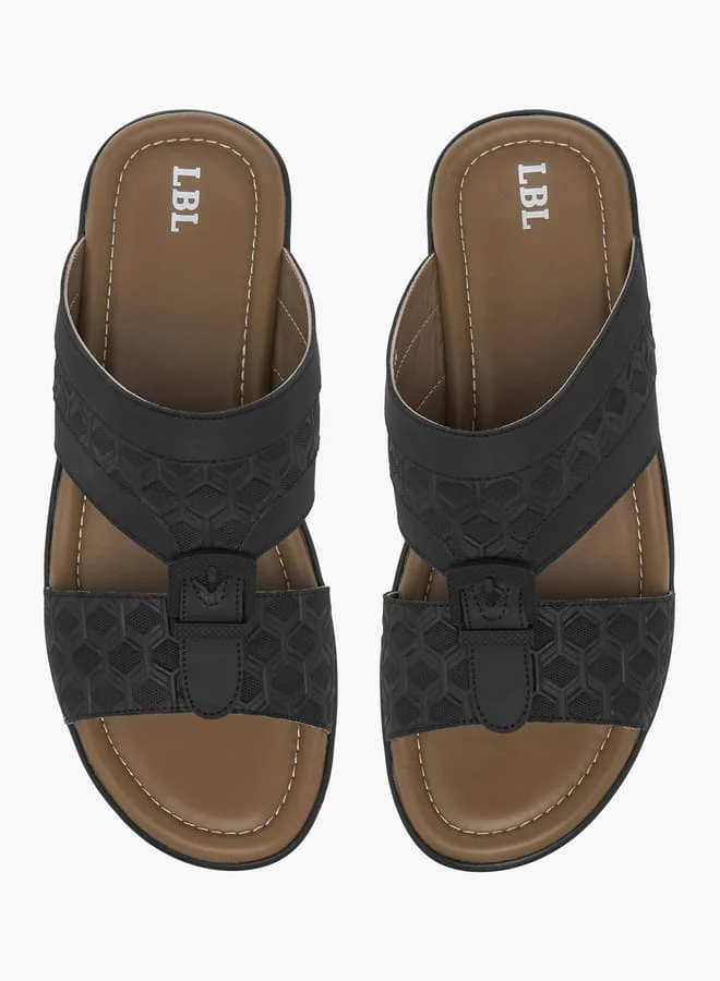 ال بي ال من شو اكسبرس صنادل رجالي بنقوش جلد مع تفاصيل إبزيم