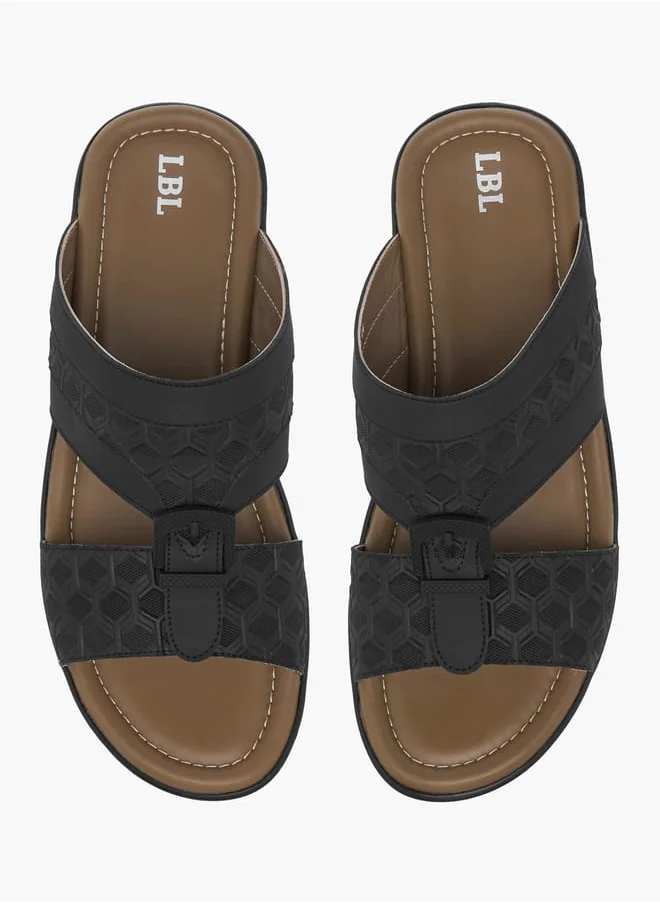 LBL by Shoexpress Men Textured Slip-On Arabic Sandals with Buckle Detail Ramadan Collection