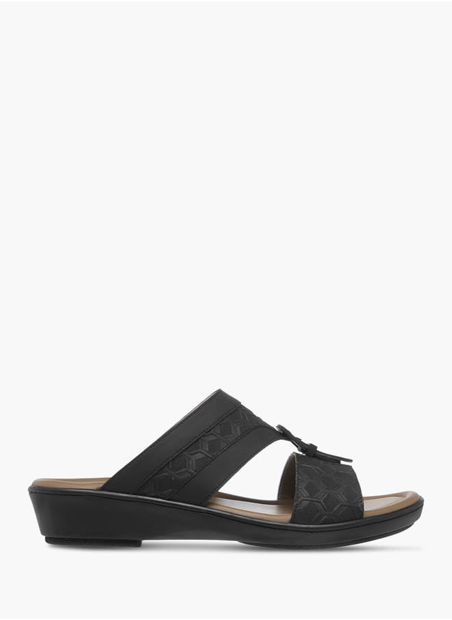 LBL by Shoexpress Men Textured Slip-On Arabic Sandals with Buckle Detail Ramadan Collection  - Image 2