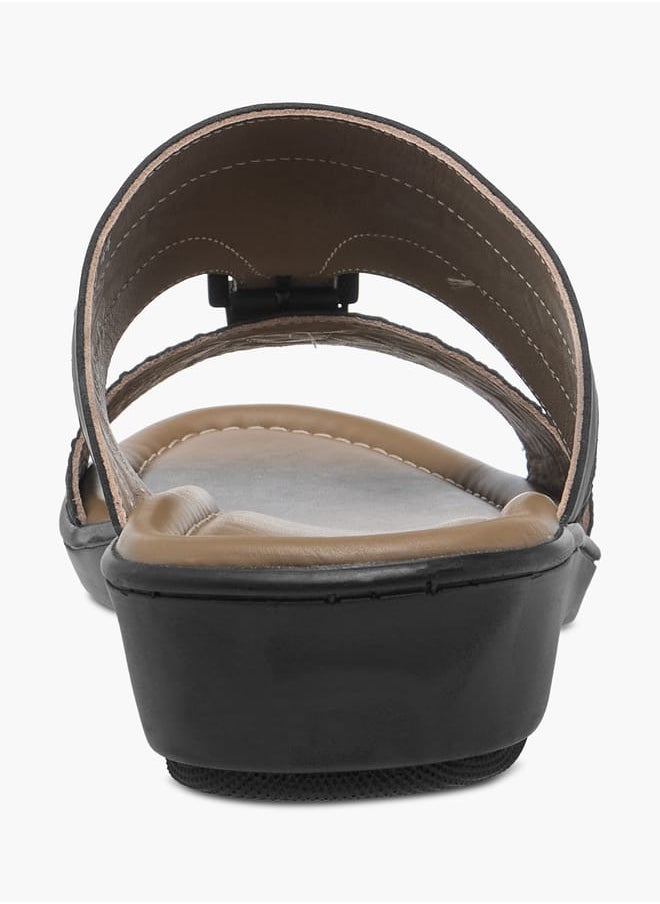 LBL by Shoexpress Men Textured Slip-On Arabic Sandals with Buckle Detail Ramadan Collection  - Image 4