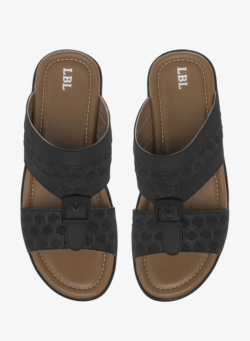 LBL by Shoexpress BLACK Men Textured Slip-On Arabic Sandals with Buckle Detail Ramadan Collection for Men | Best Price UAE