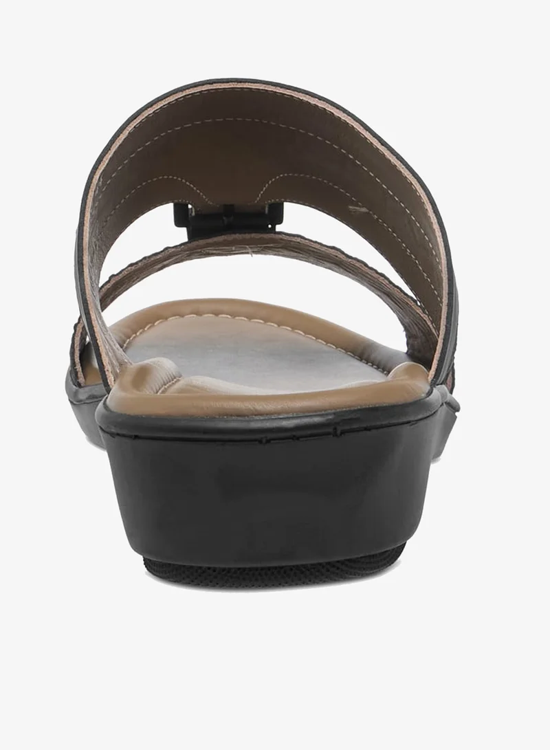 LBL by Shoexpress BLACK Men Textured Slip-On Arabic Sandals with Buckle Detail Ramadan Collection for Men | Best Price UAE