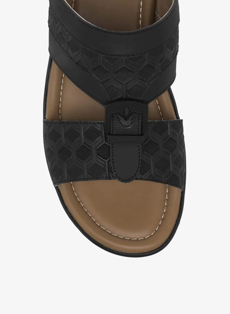 LBL by Shoexpress BLACK Men Textured Slip-On Arabic Sandals with Buckle Detail Ramadan Collection for Men | Best Price UAE