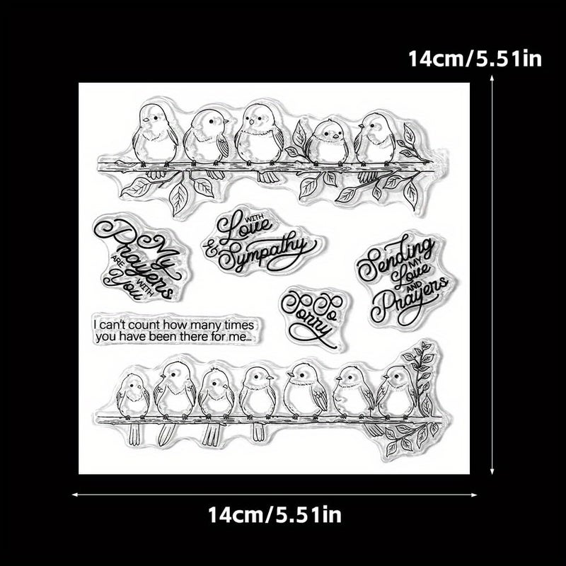 LZBRDY Cute Birds Stand On Branch Wish Words Clear Stamps and Dies Set for Scrapbooking and Card Making DIY Scrapbooking Supplies Silicone Stamps Metal Cut Dies for Paper Albums Crafts Decor - Image 3
